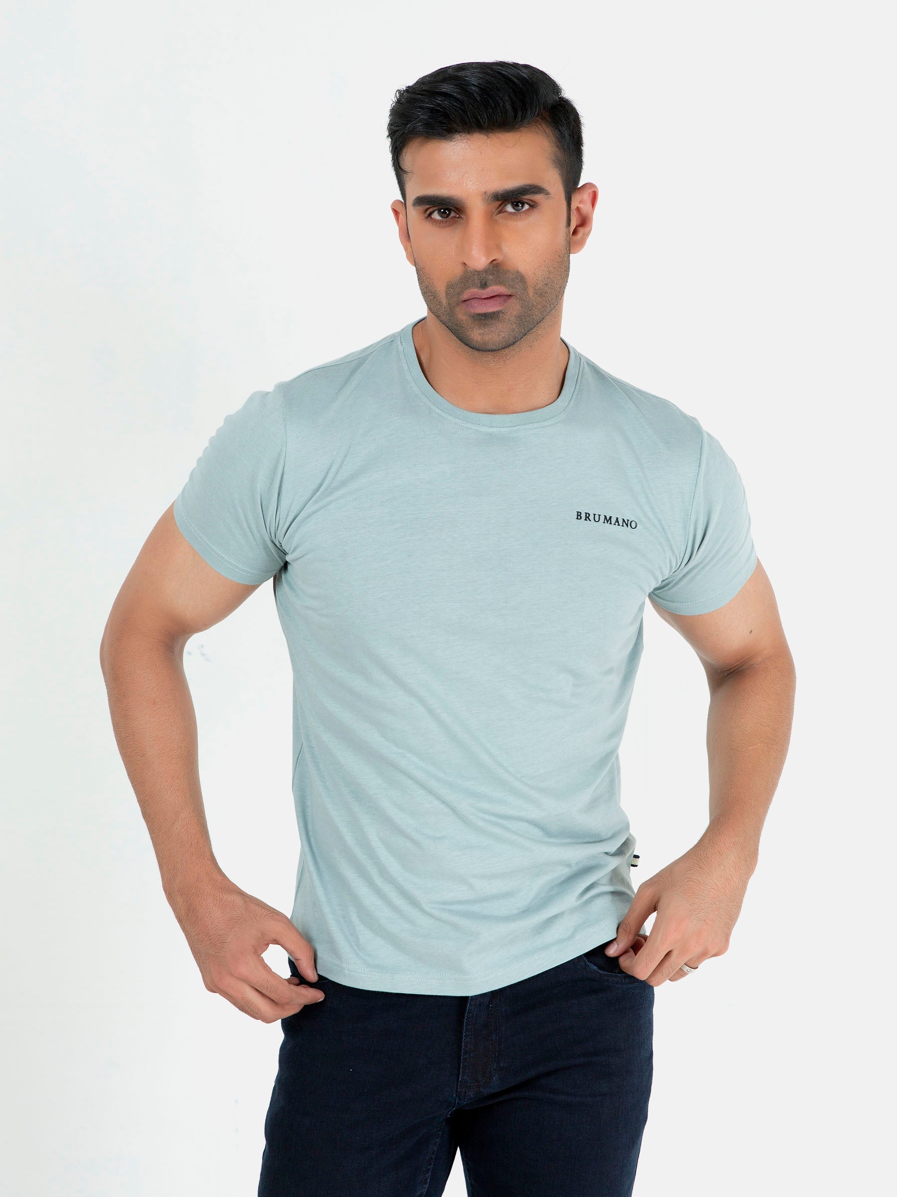 Sage Green Basic Crew Neck T-Shirt