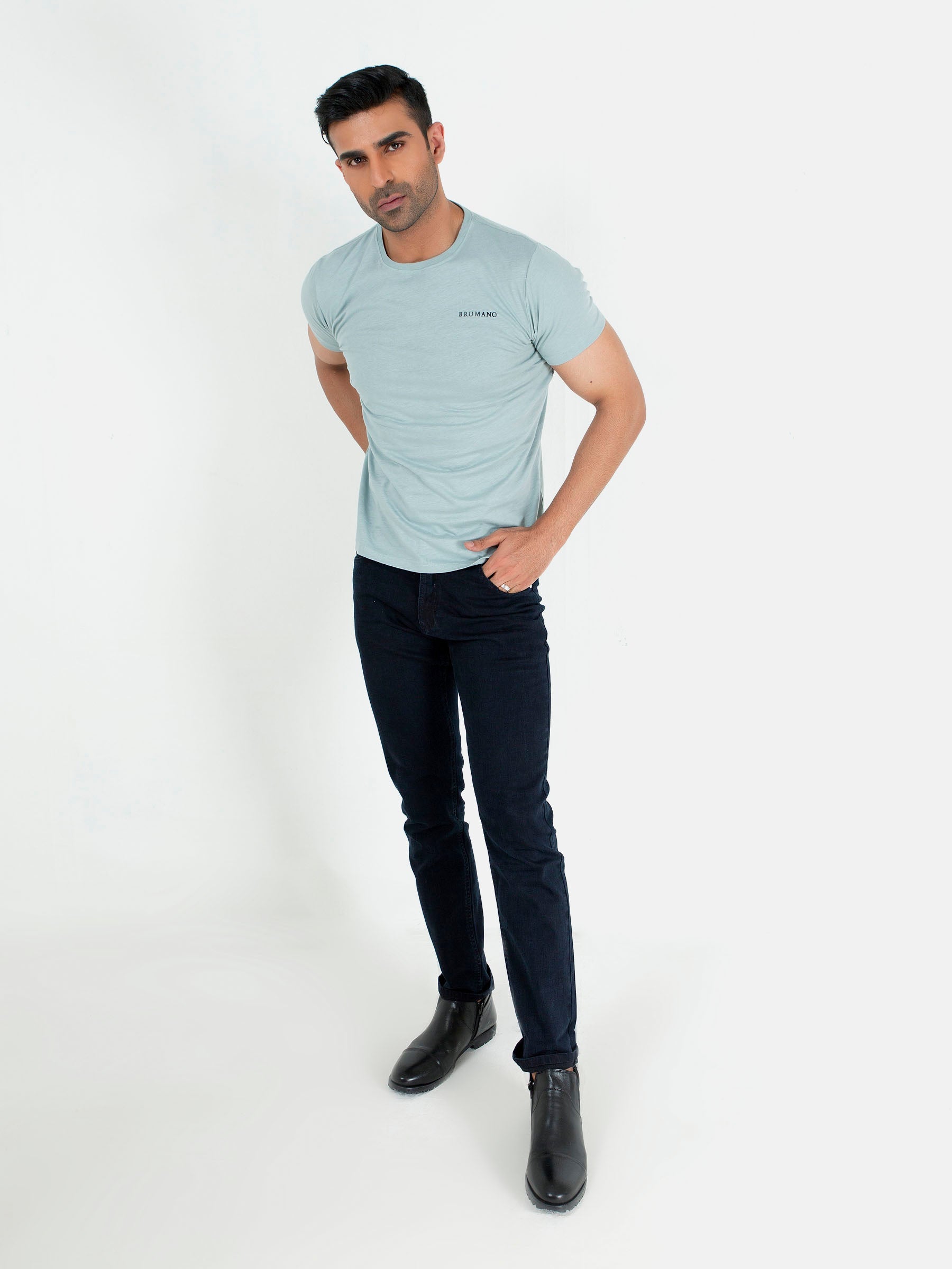 Sage Green Basic Crew Neck T-Shirt