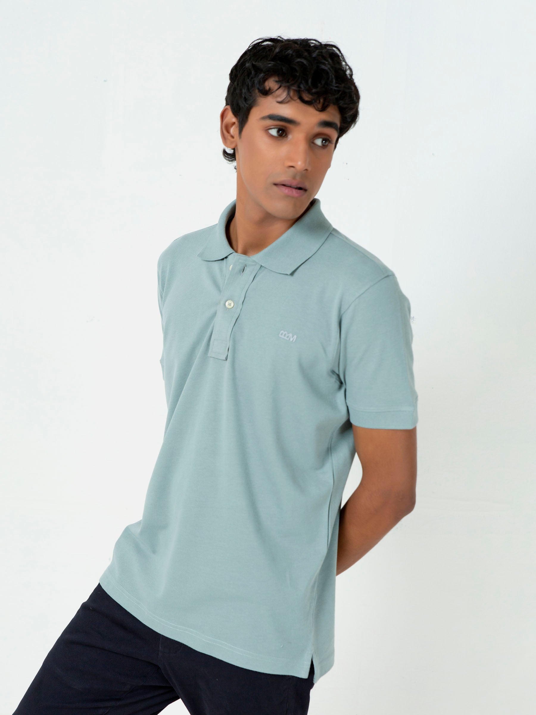 Sage Green Basic Pique Polo Shirt