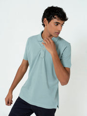 Sage Green Basic Pique Polo Shirt