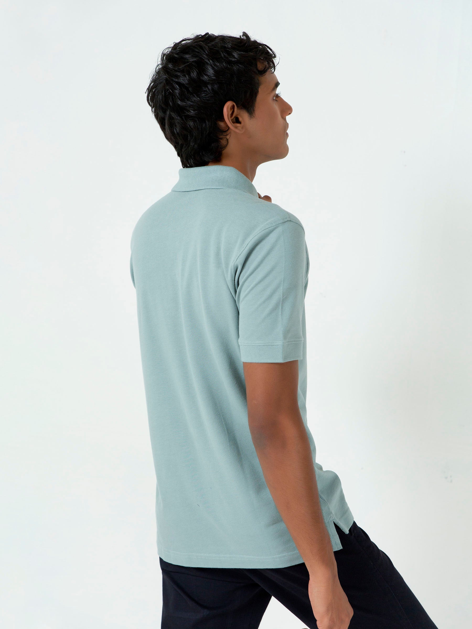 Sage Green Basic Pique Polo Shirt