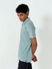 Sage Green Basic Pique Polo Shirt