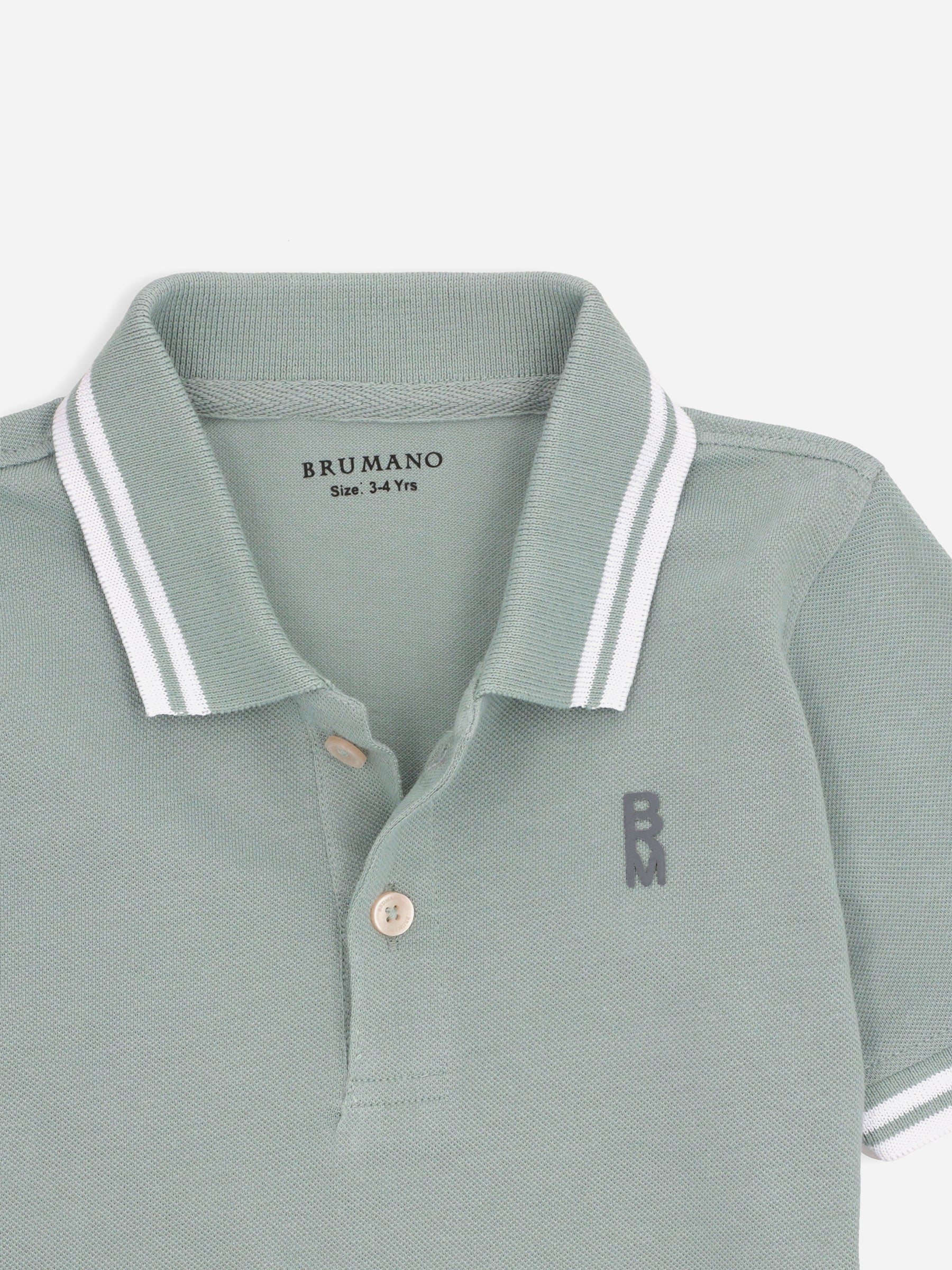 Sage Green Pique Casual Tipped polo