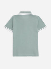 Sage Green Pique Casual Tipped polo