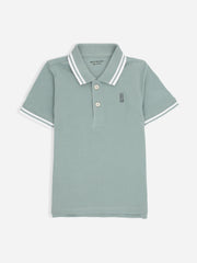 Sage Green Pique Casual Tipped polo