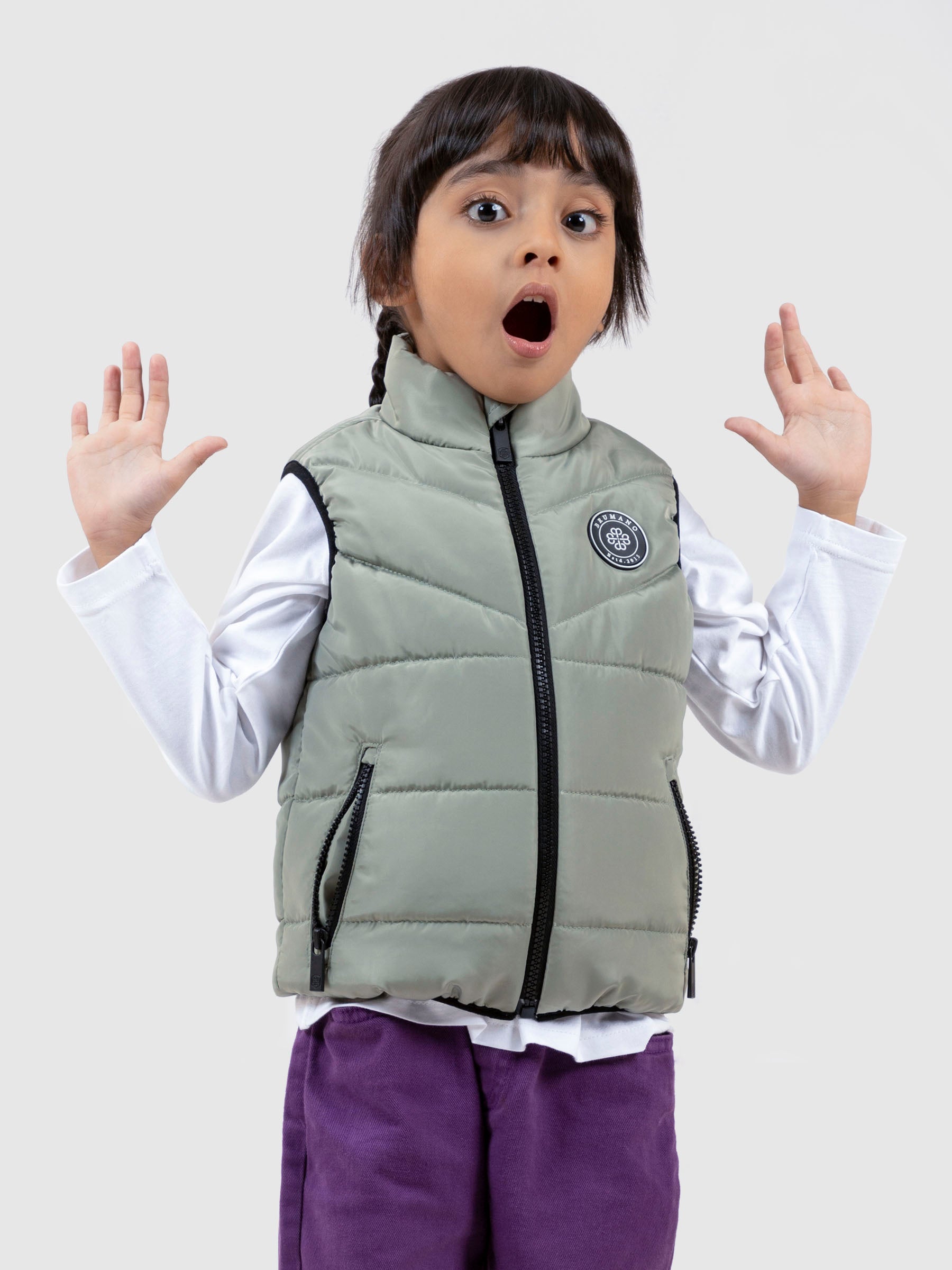 Sage Green Quilted Sporty Casual Gilet - Unisex