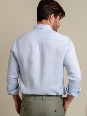 Sky Blue Button Down 100% Linen Shirt