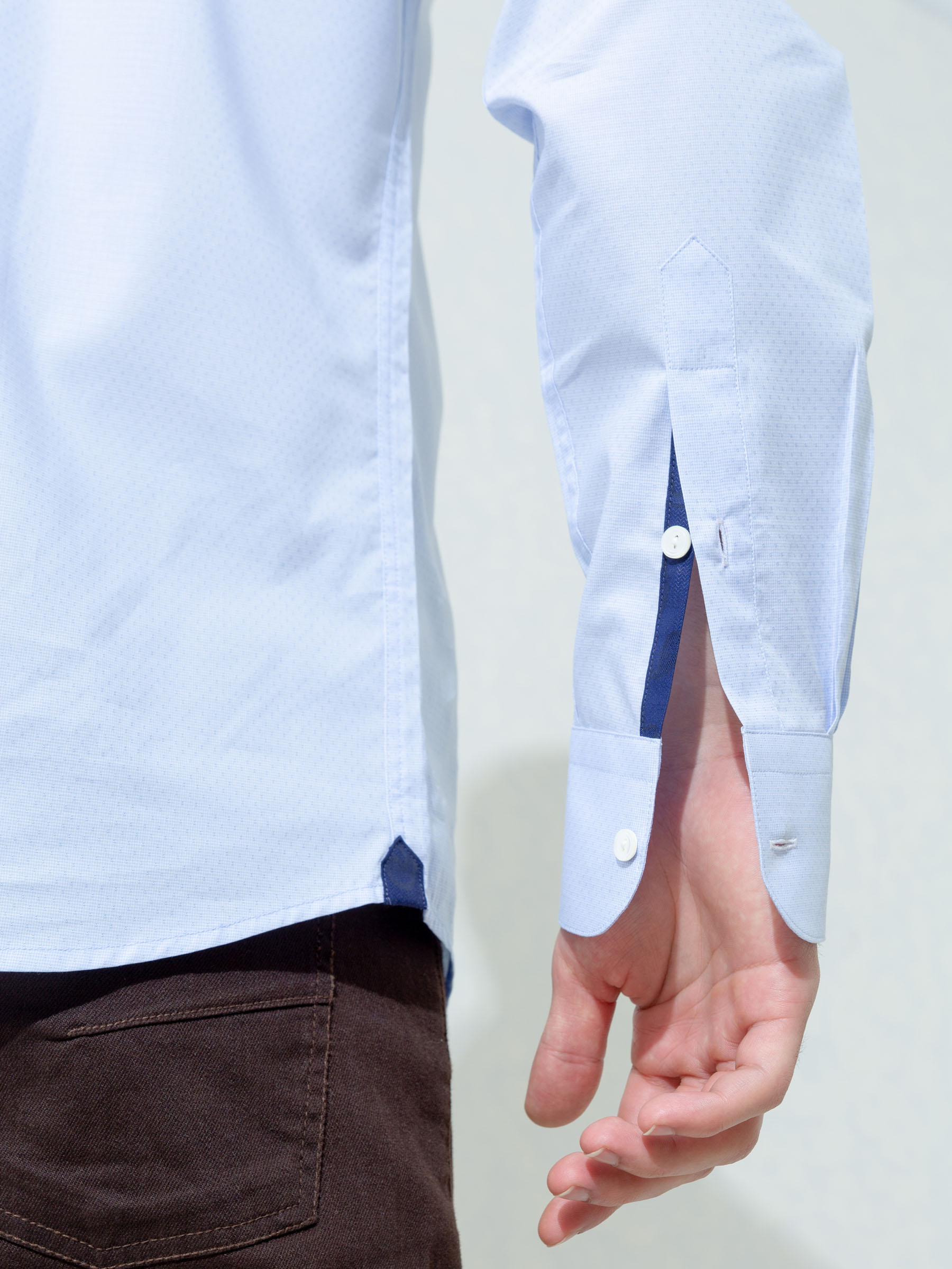 Sky Blue Micro Dobby Shirt With Cutaway Collar