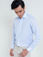 Sky Blue Patterned Formal Shirt