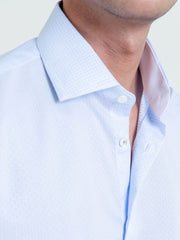 Sky Blue Patterned Formal Shirt