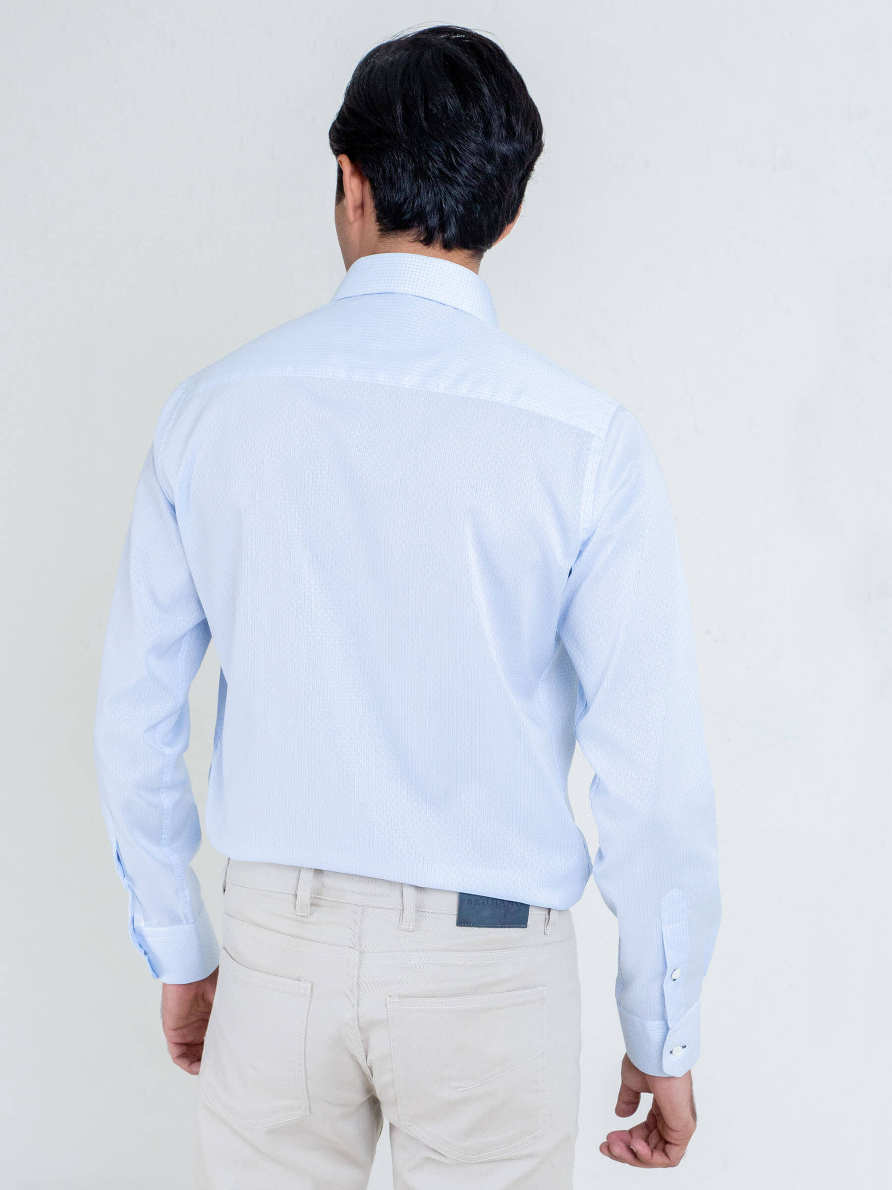 Sky Blue Patterned Formal Shirt