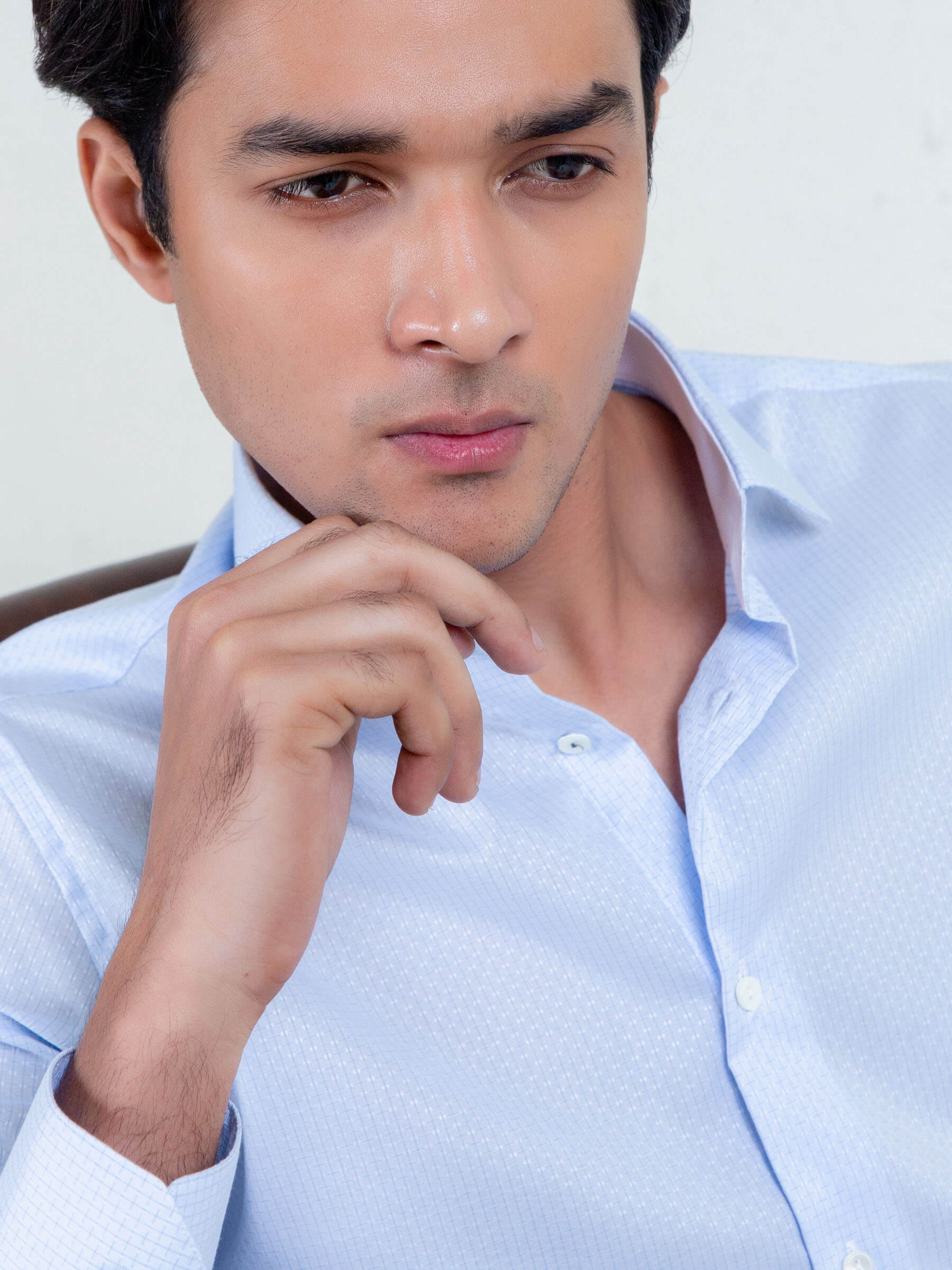 Sky Blue Patterned Formal Shirt
