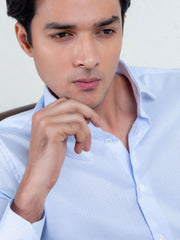 Sky Blue Patterned Formal Shirt