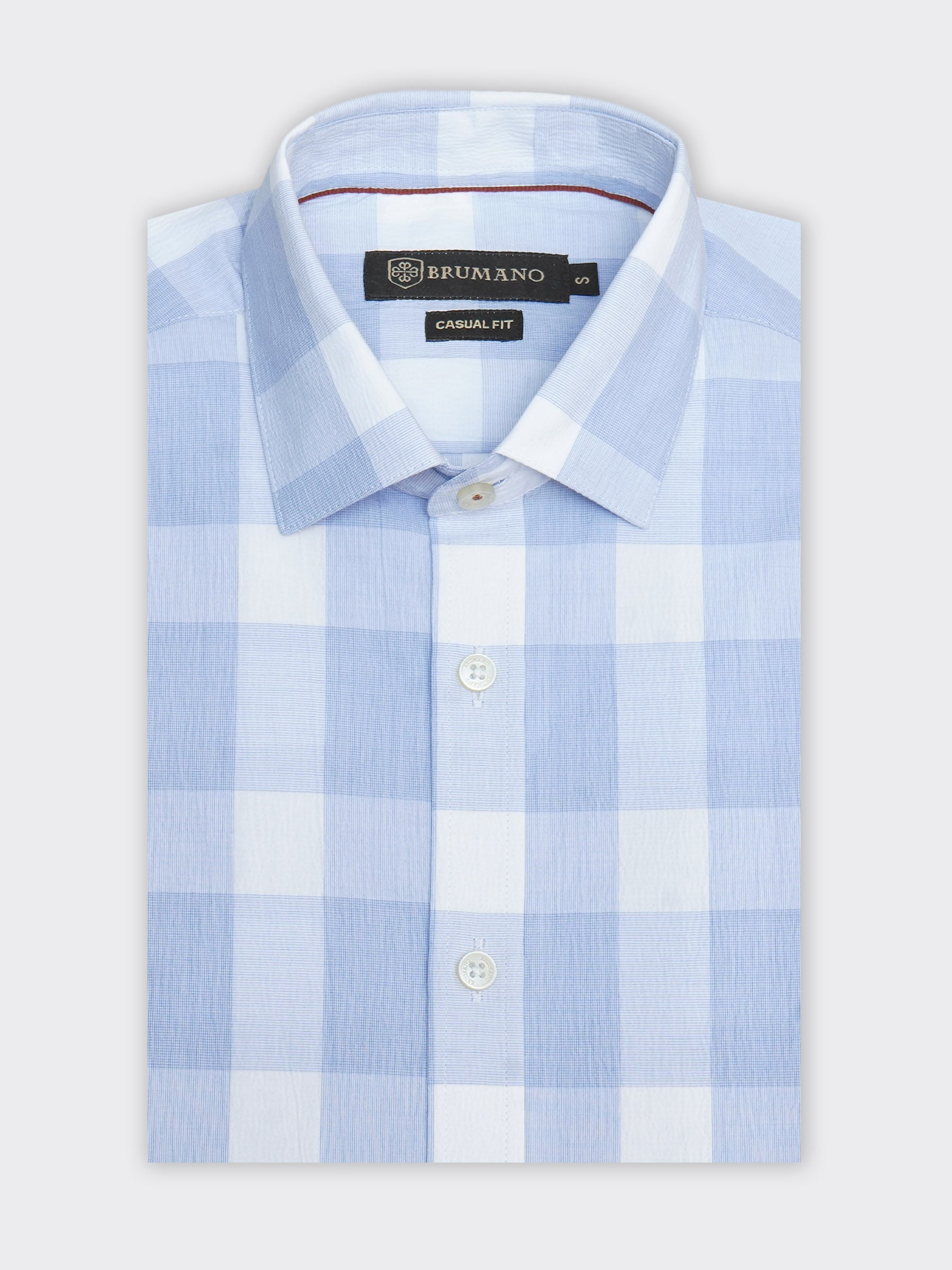 Sky Blue Checkered Light Weight Seersucked Shirt