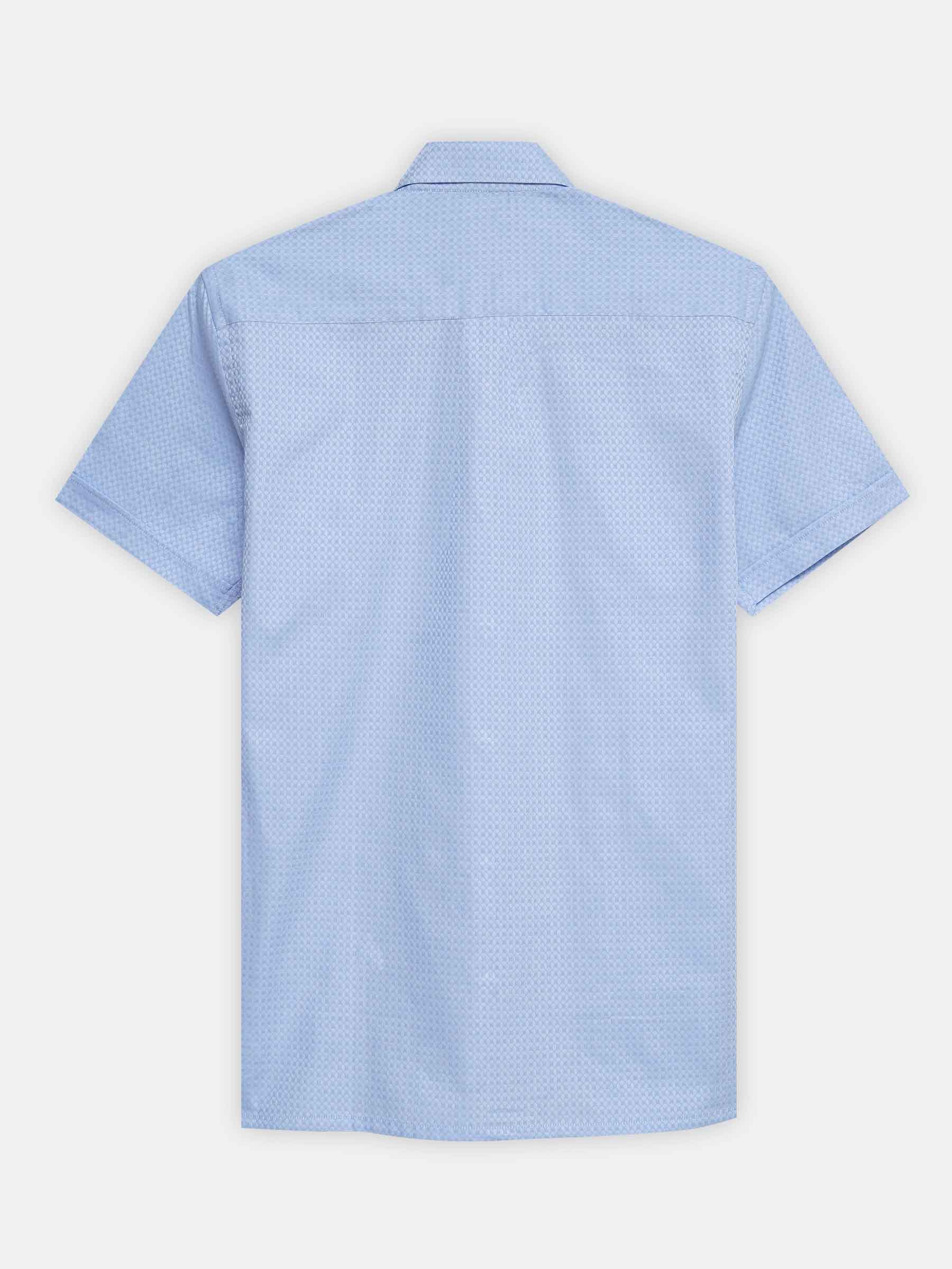 Sky Blue Jacquard Patterned Half Sleeve Shirt