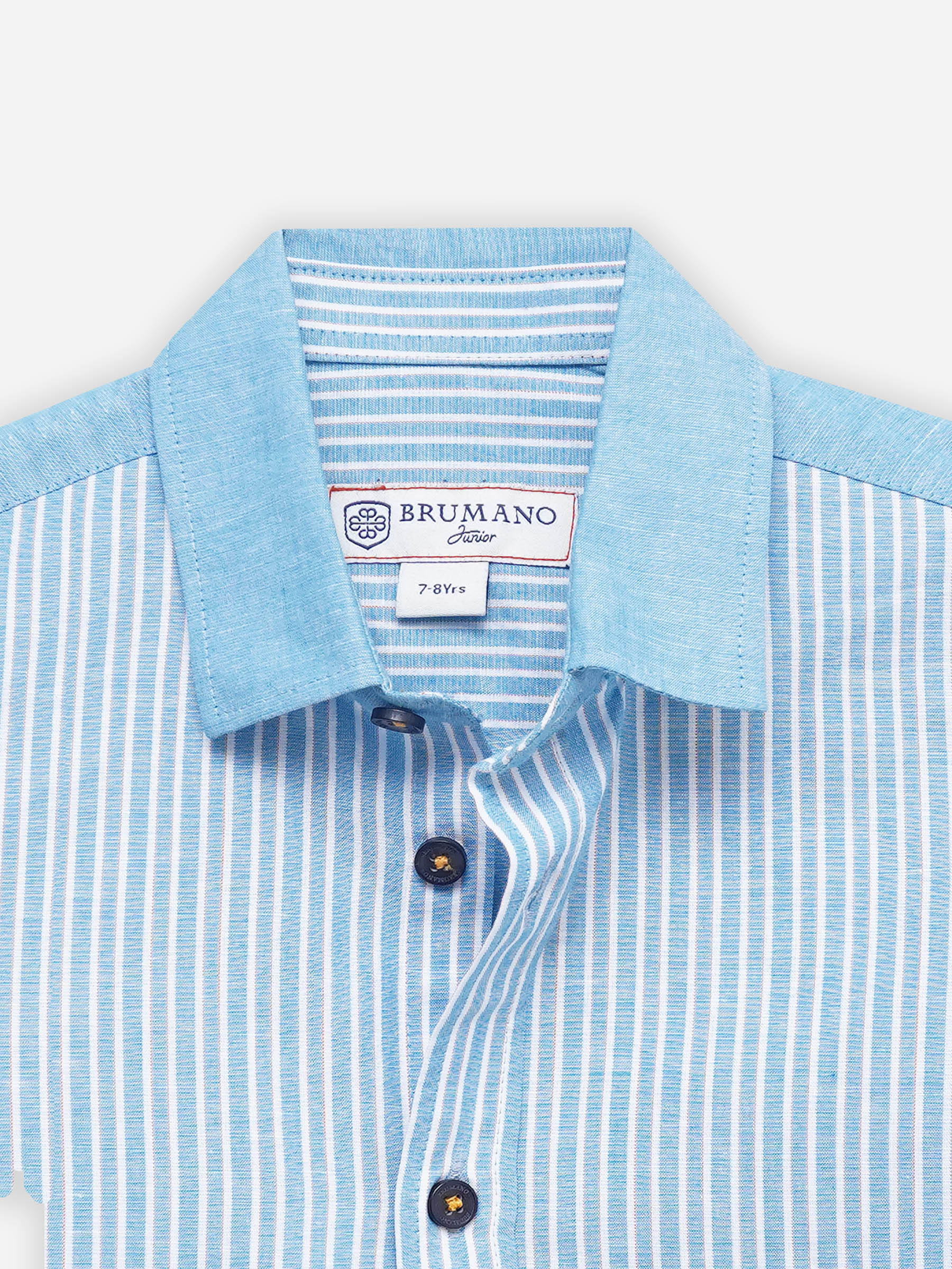 Sky Blue Striped Half Sleeve Casual Shirt - Junior