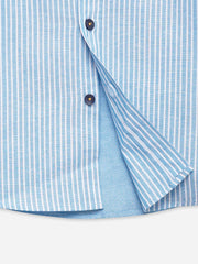 Sky Blue Striped Half Sleeve Casual Shirt - Junior