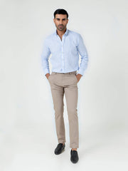 Sky Blue 100% Linen Striped Shirt