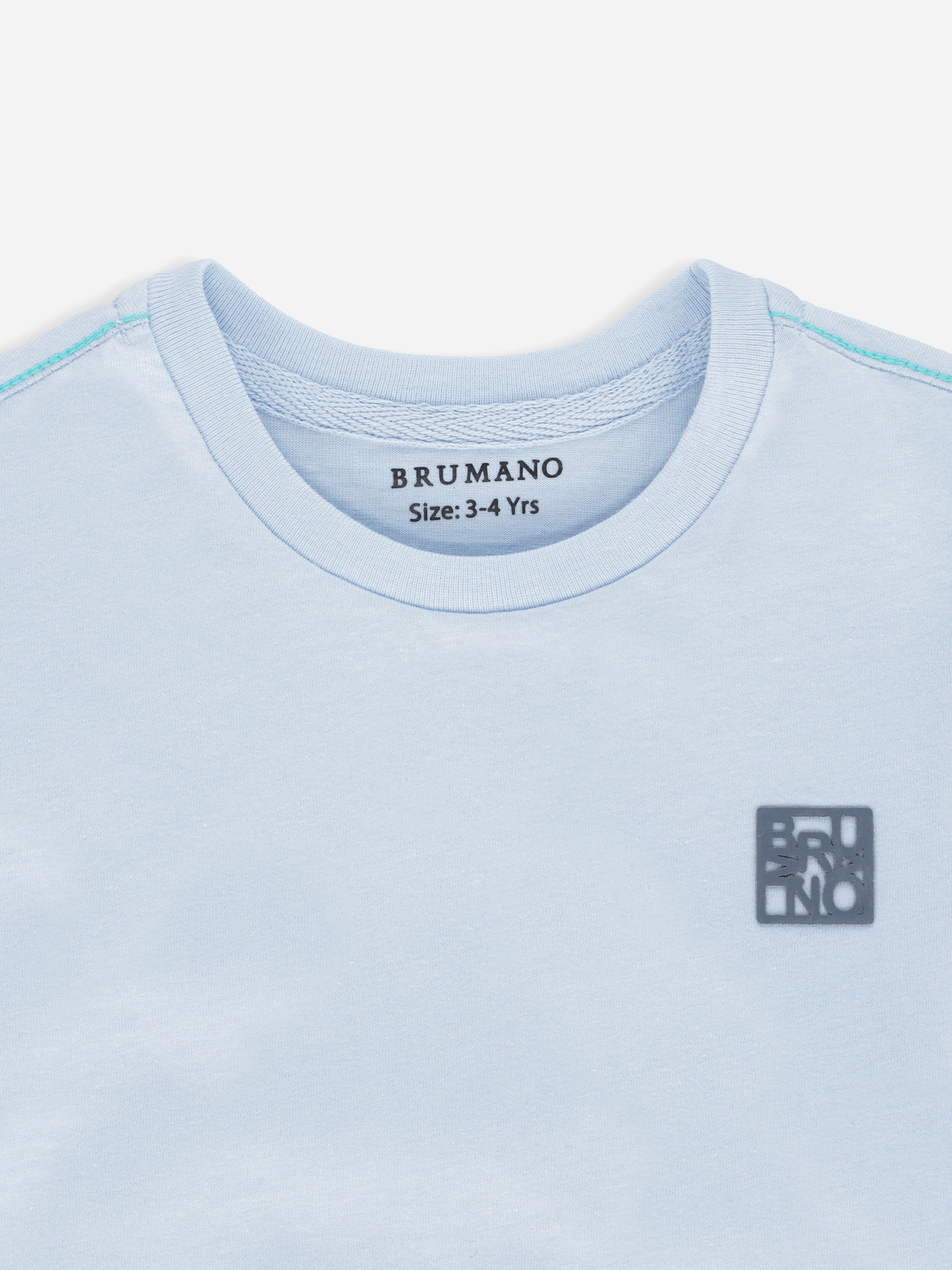 Sky Blue Basic Crew Neck Casual T-Shirt