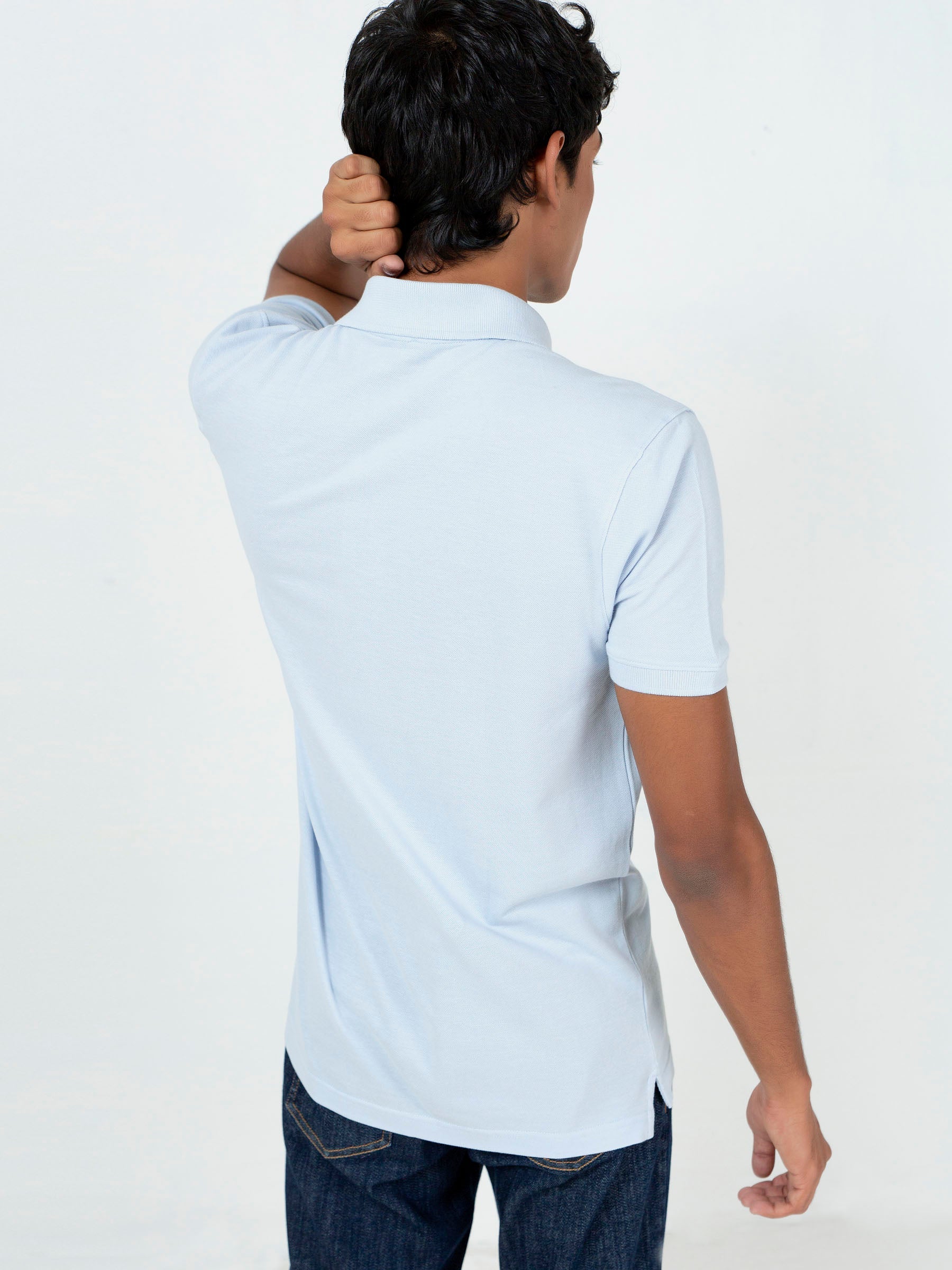 Sky Blue Basic Pique Polo Shirt