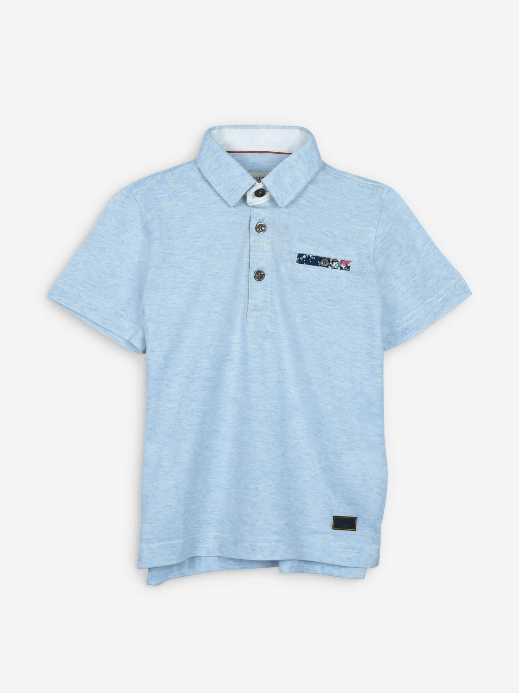 Sky Blue Casual Polo Shirt With White Detailing