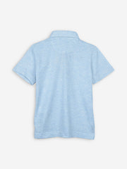 Sky Blue Casual Polo Shirt With White Detailing