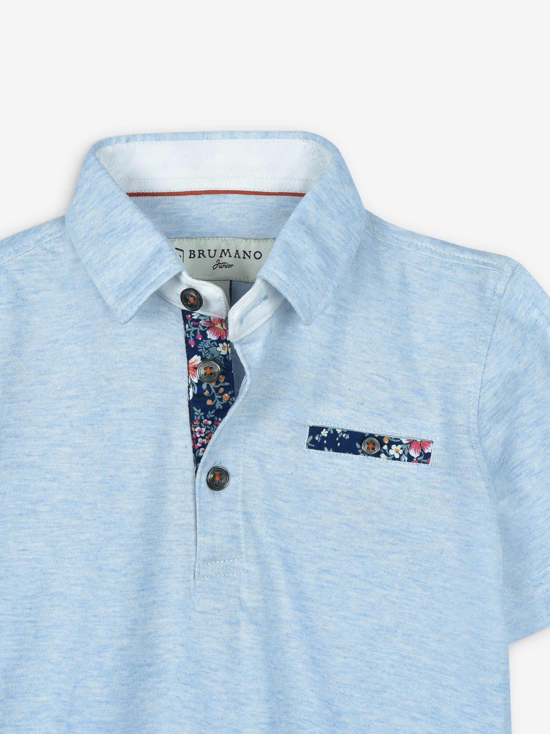 Sky Blue Casual Polo Shirt With White Detailing