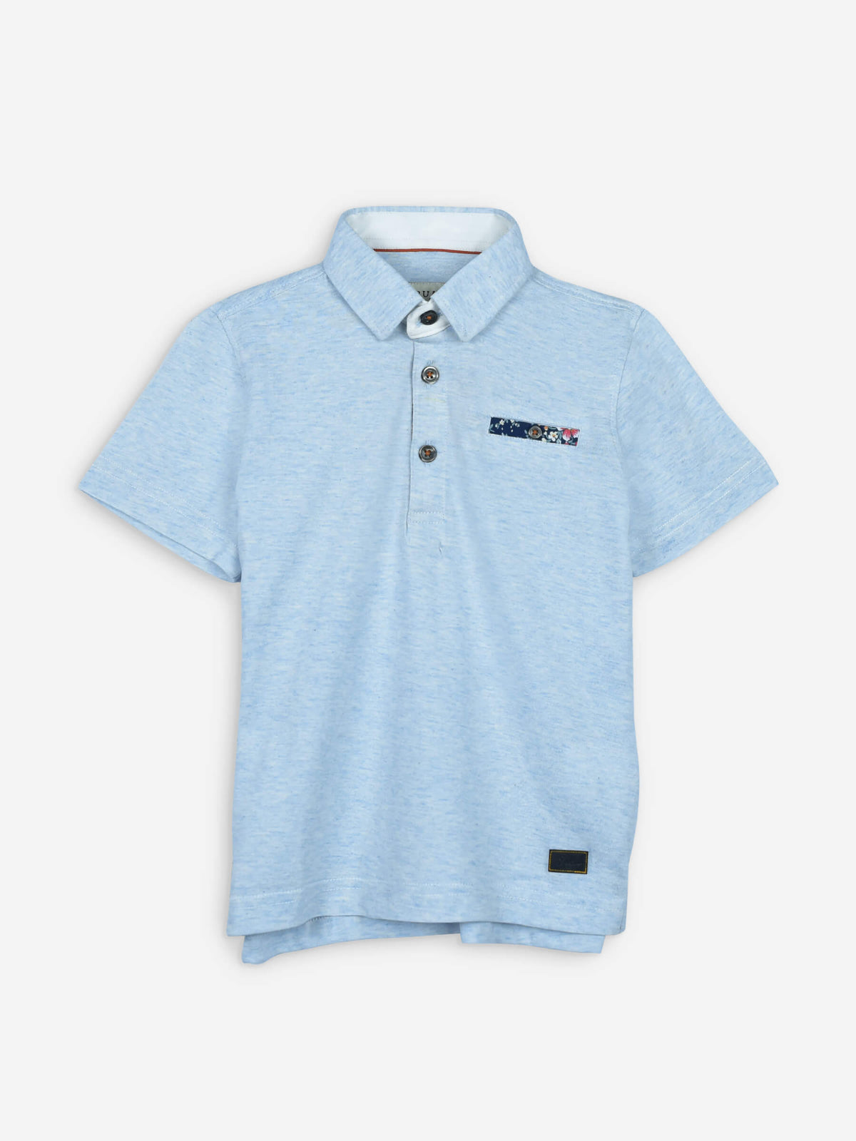 Sky Blue Casual Polo Shirt With White Detailing