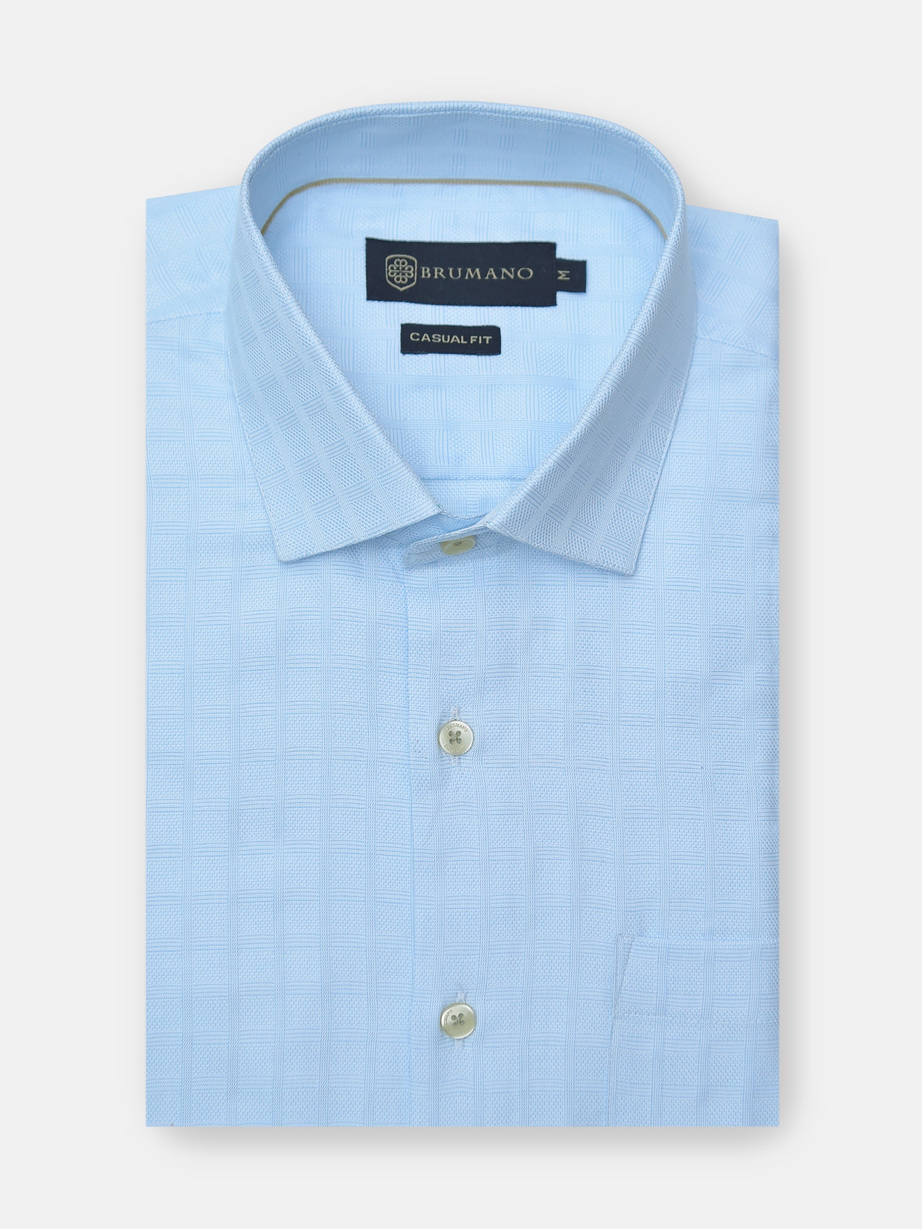 Sky Blue Check Patterned Formal Shirt