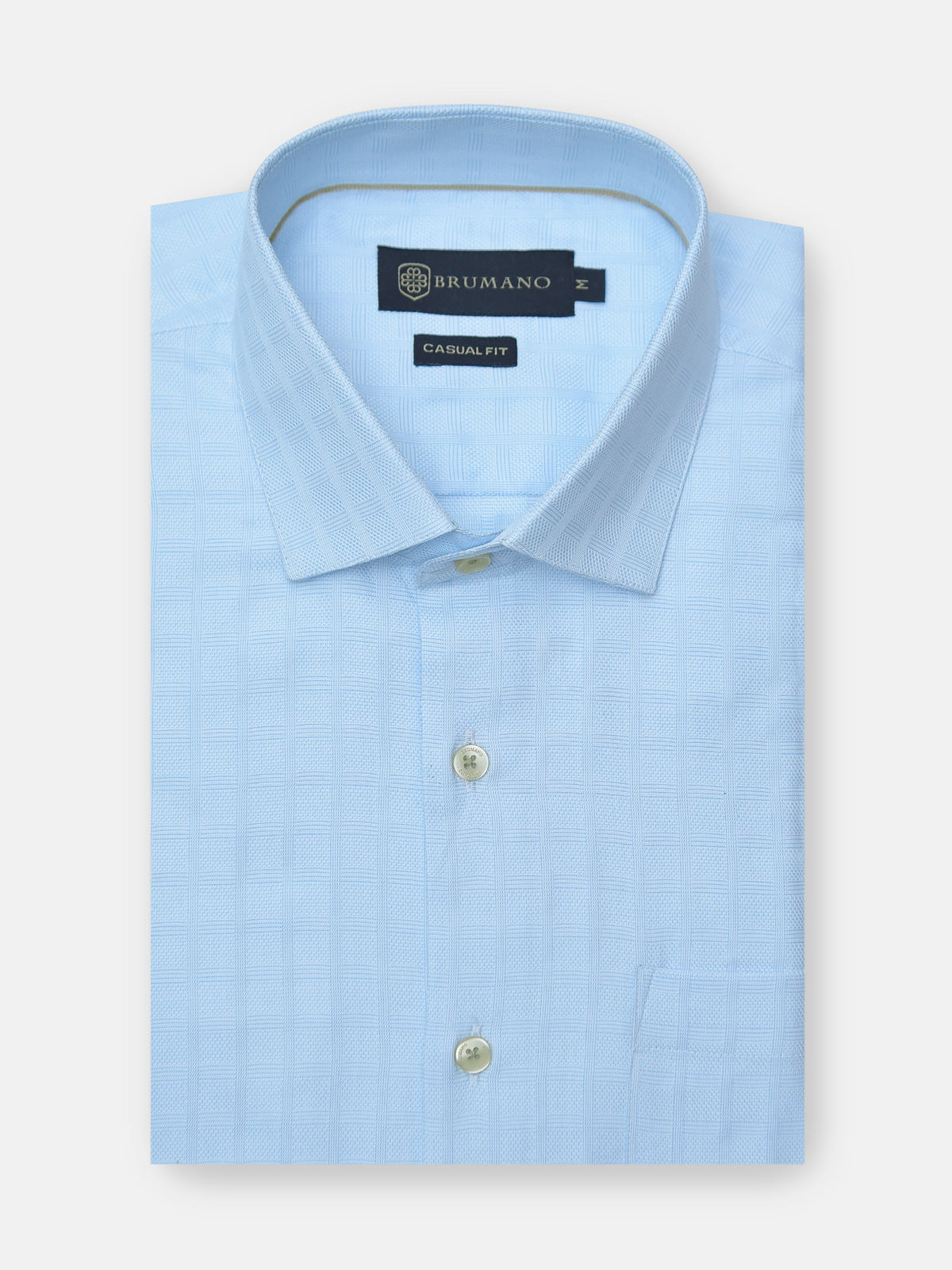Sky Blue Check Patterned Formal Shirt