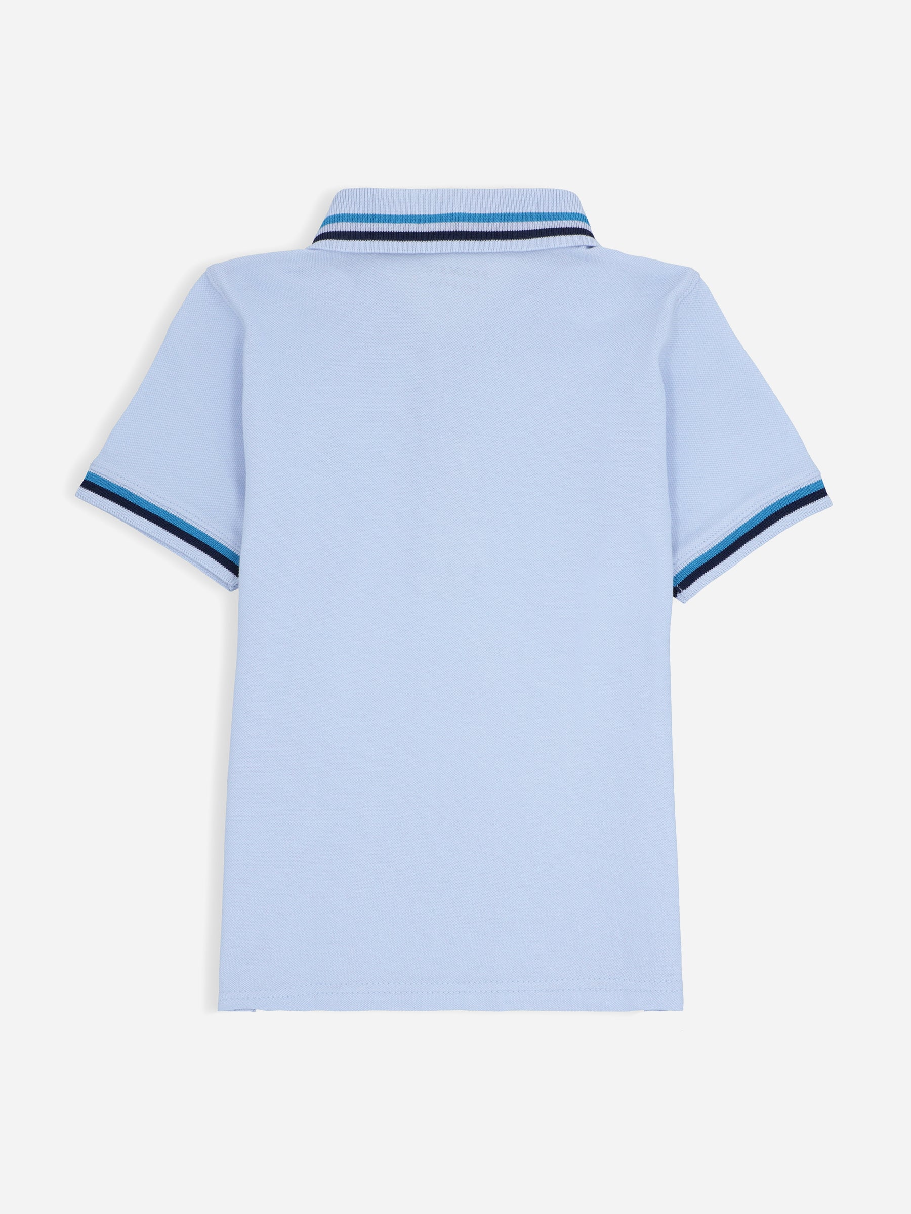 Sky Blue Contrasting Tipped Casual Pique Polo