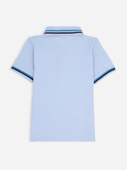 Sky Blue Contrasting Tipped Casual Pique Polo