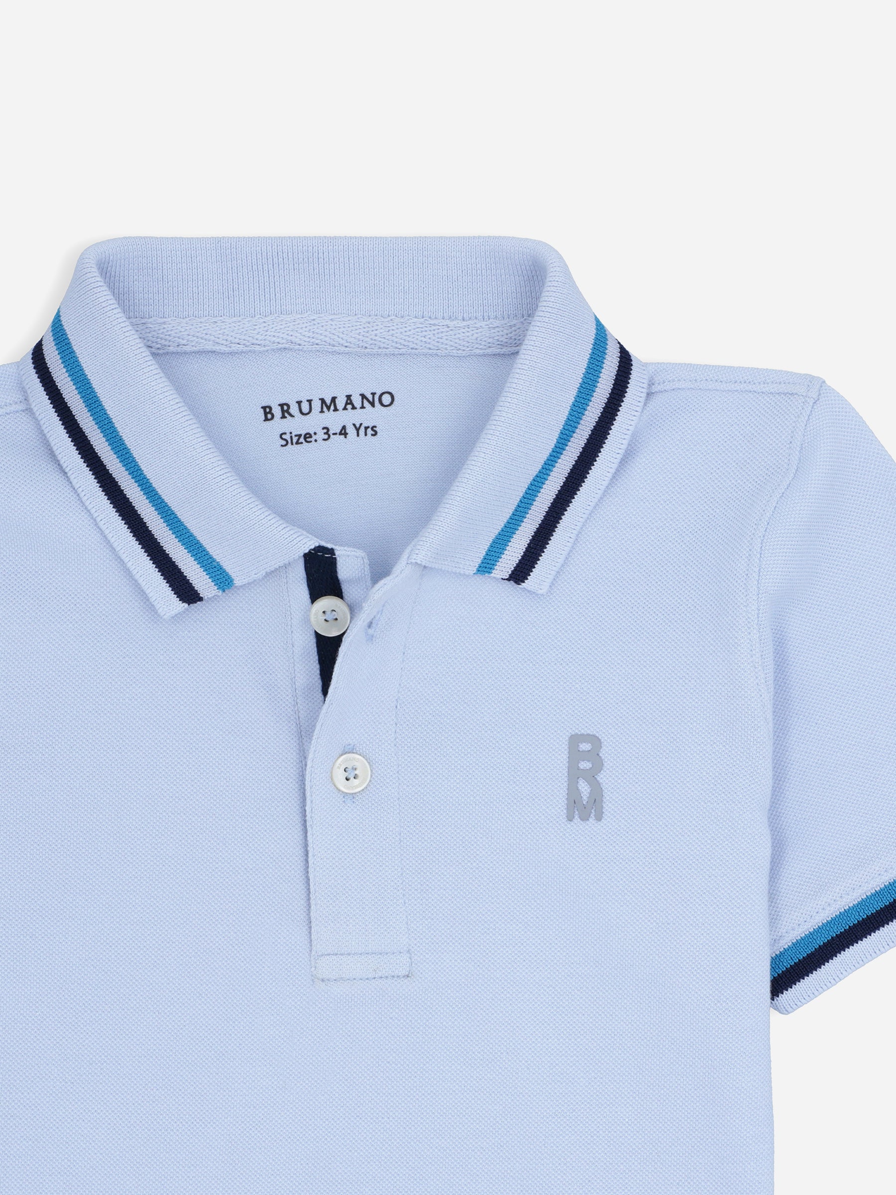 Sky Blue Contrasting Tipped Casual Pique Polo