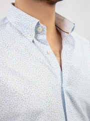 Sky Blue Floral Printed Button Down Shirt