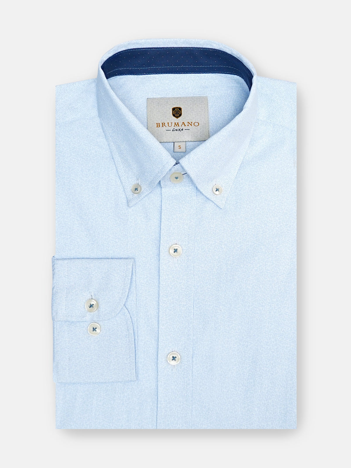 Sky Blue Geometric Printed Button Down Shirt