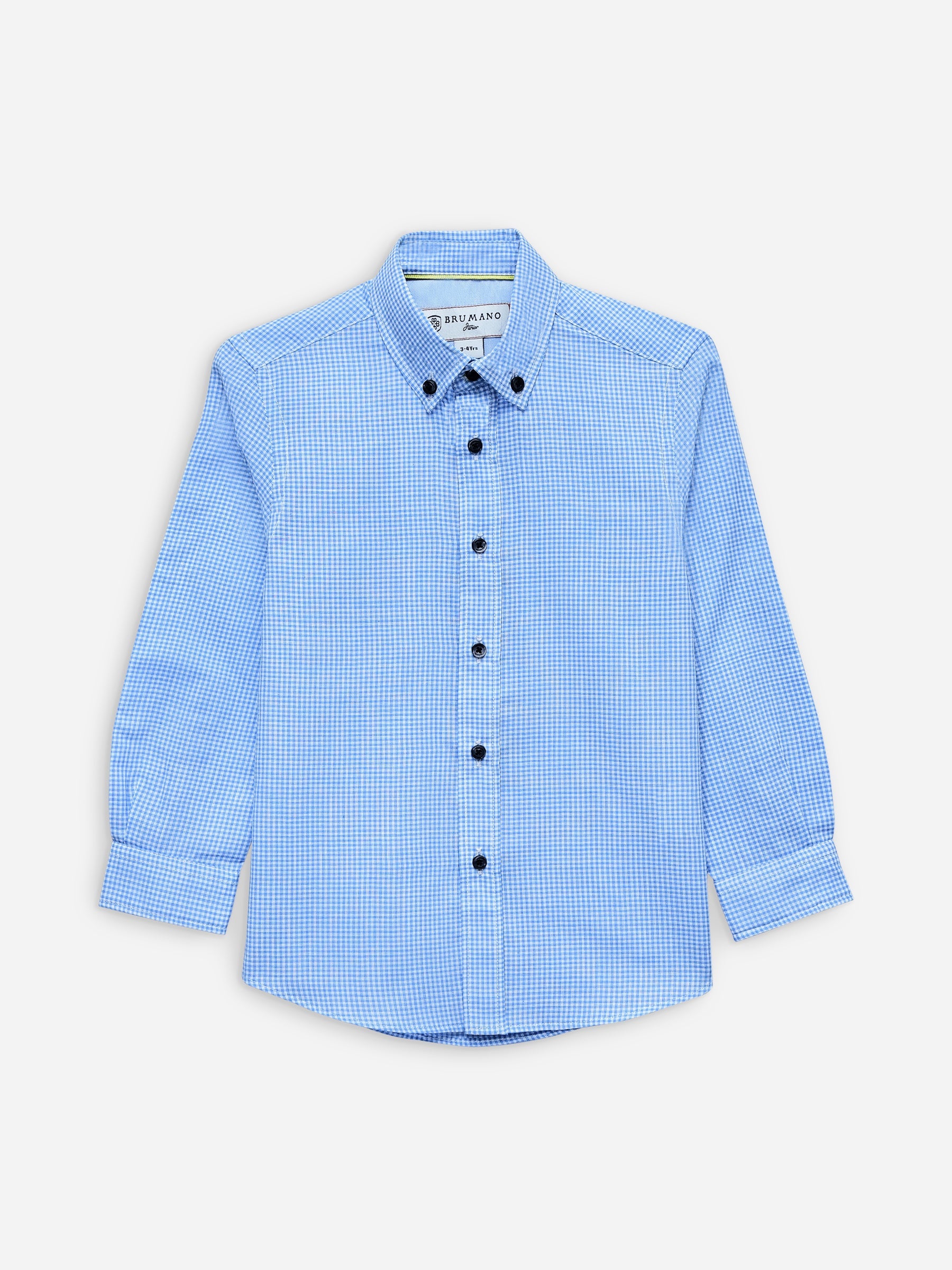 Sky Blue Gingham Button Down Casual Shirt