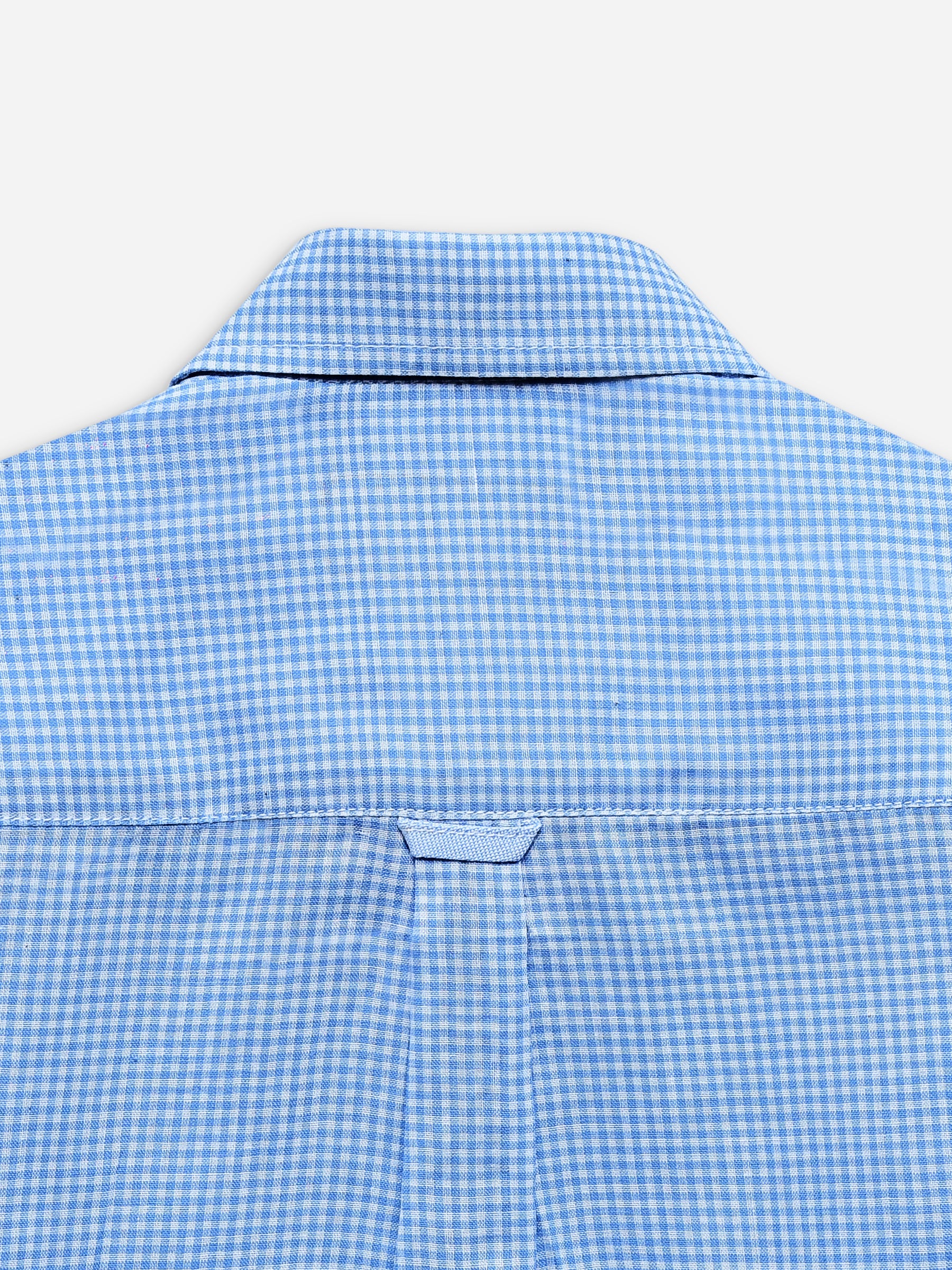Sky Blue Gingham Button Down Casual Shirt