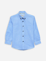 Sky Blue Gingham Button Down Casual Shirt