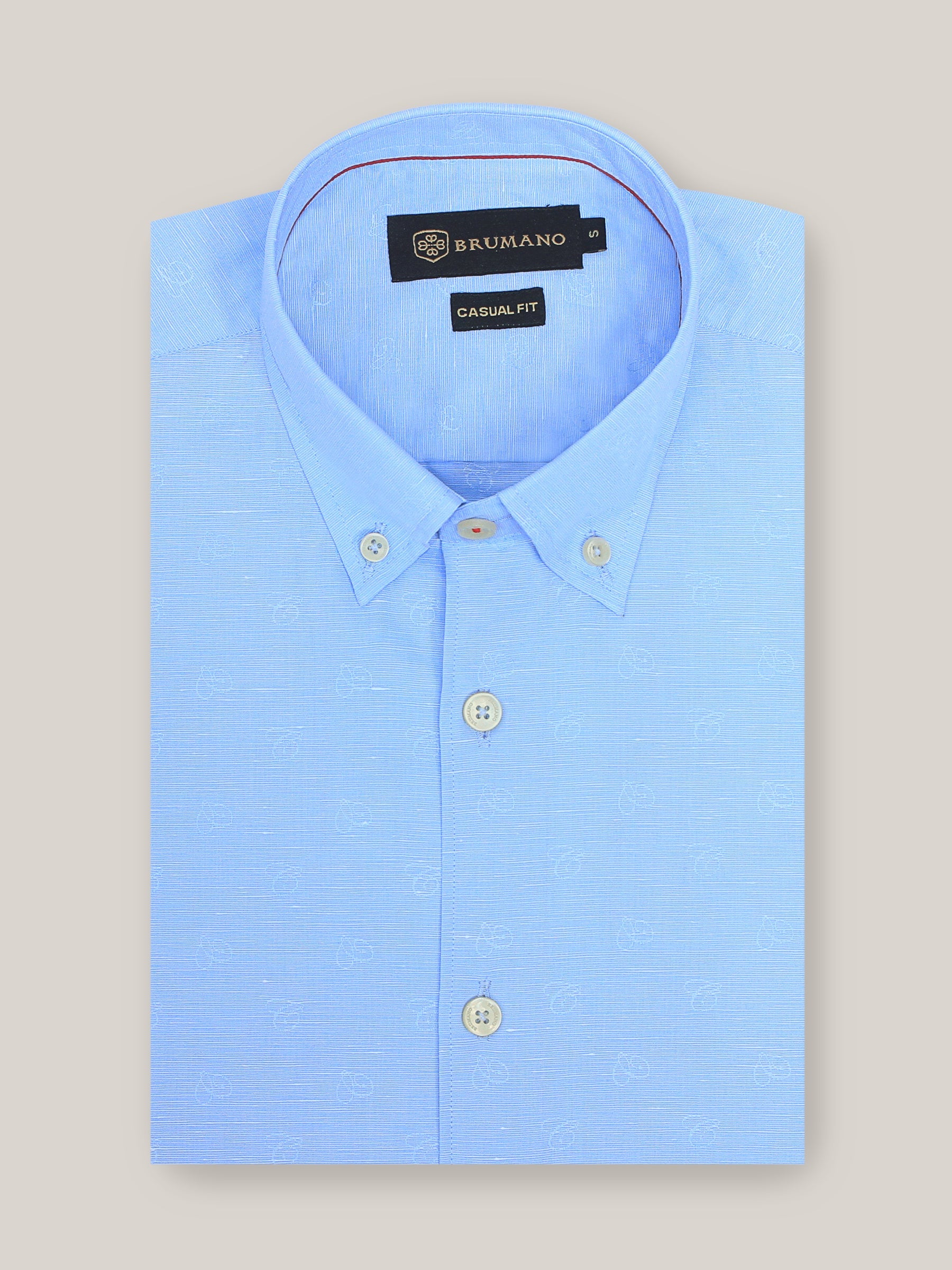 Sky Blue Jacquard Cotton/Linen Shirt