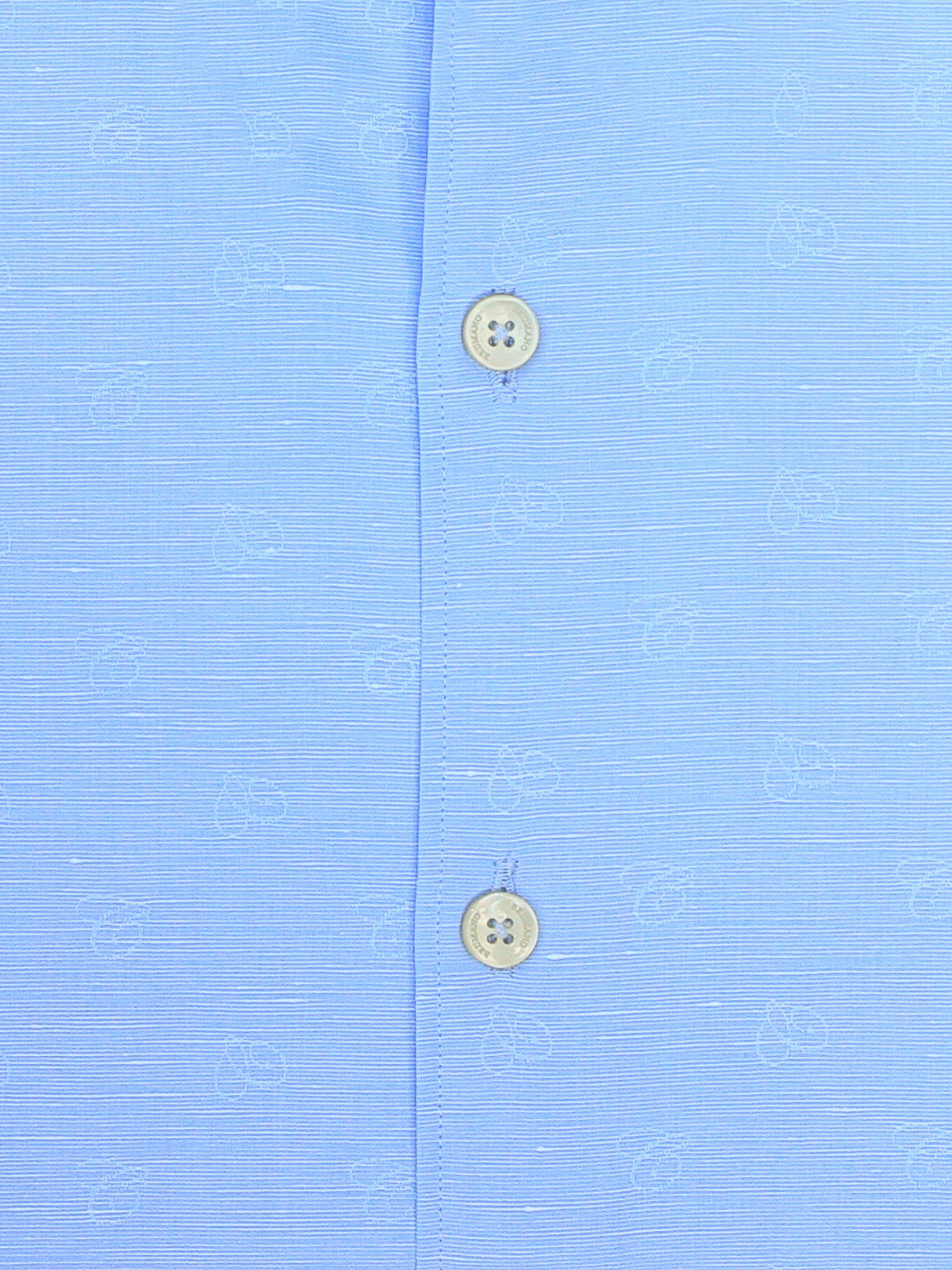 Sky Blue Jacquard Cotton/Linen Shirt