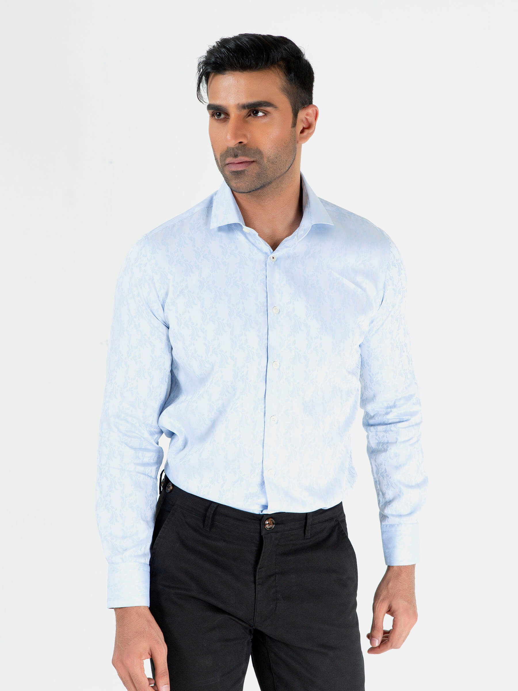 Sky Blue Large Paisley Printed Shirt