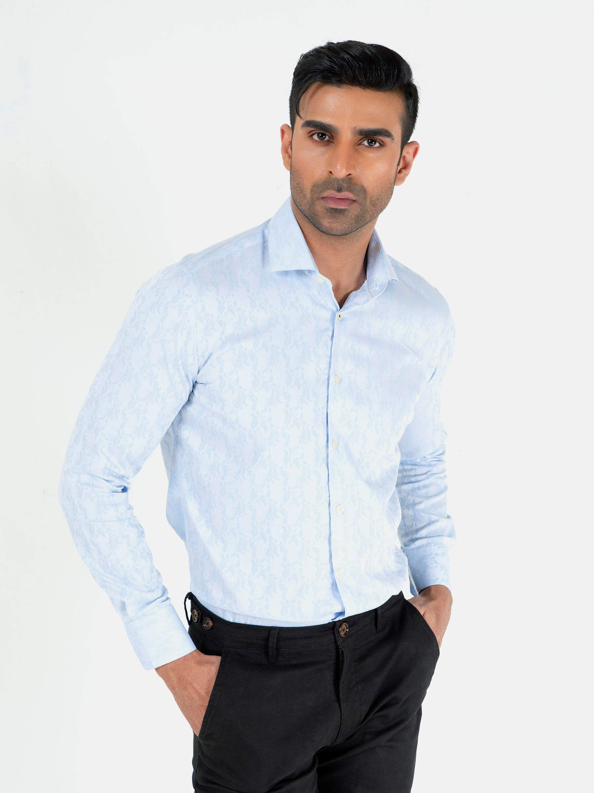 Sky Blue Large Paisley Printed Shirt