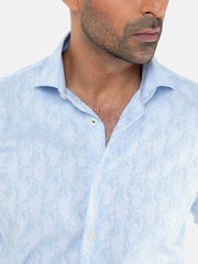 Sky Blue Large Paisley Printed Shirt
