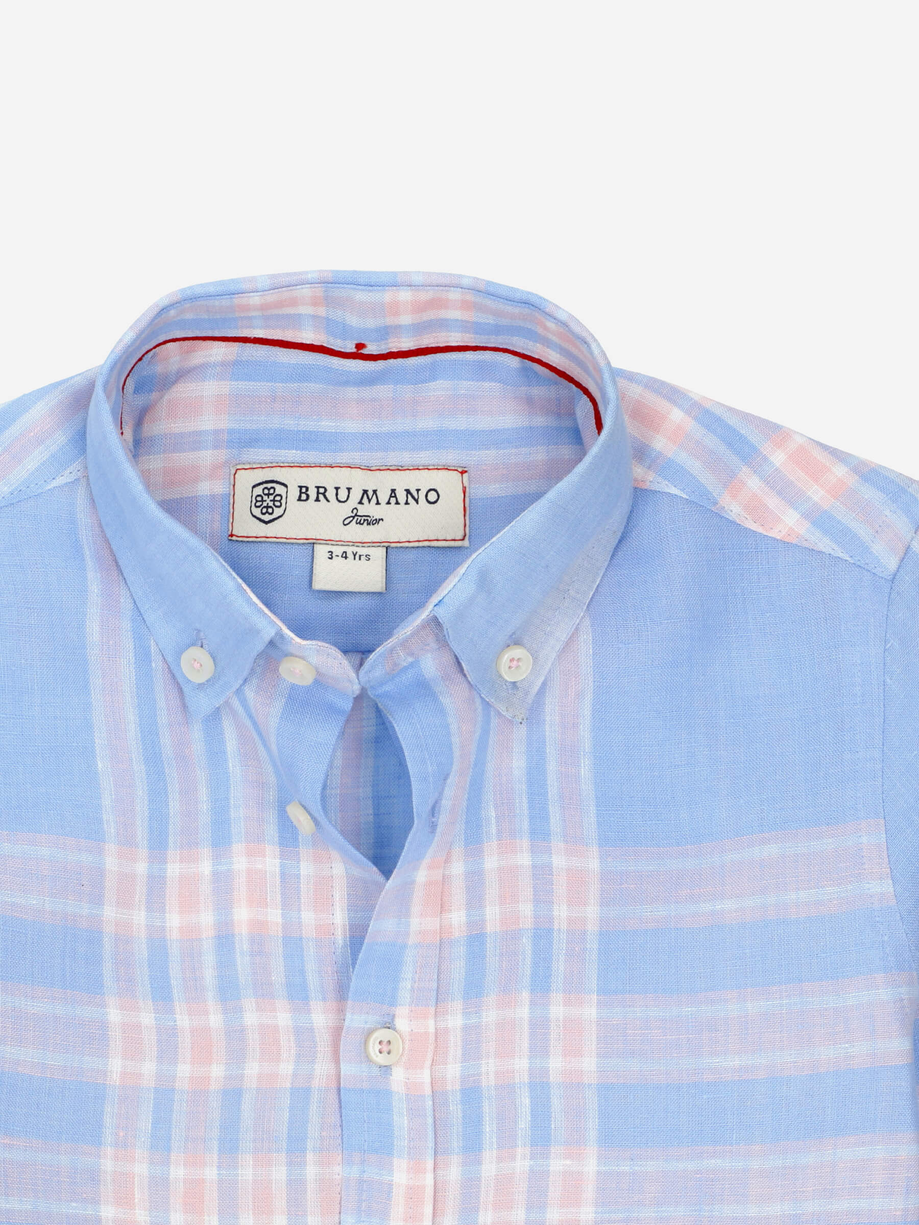 Sky Blue Linen Checkered Casual Shirt