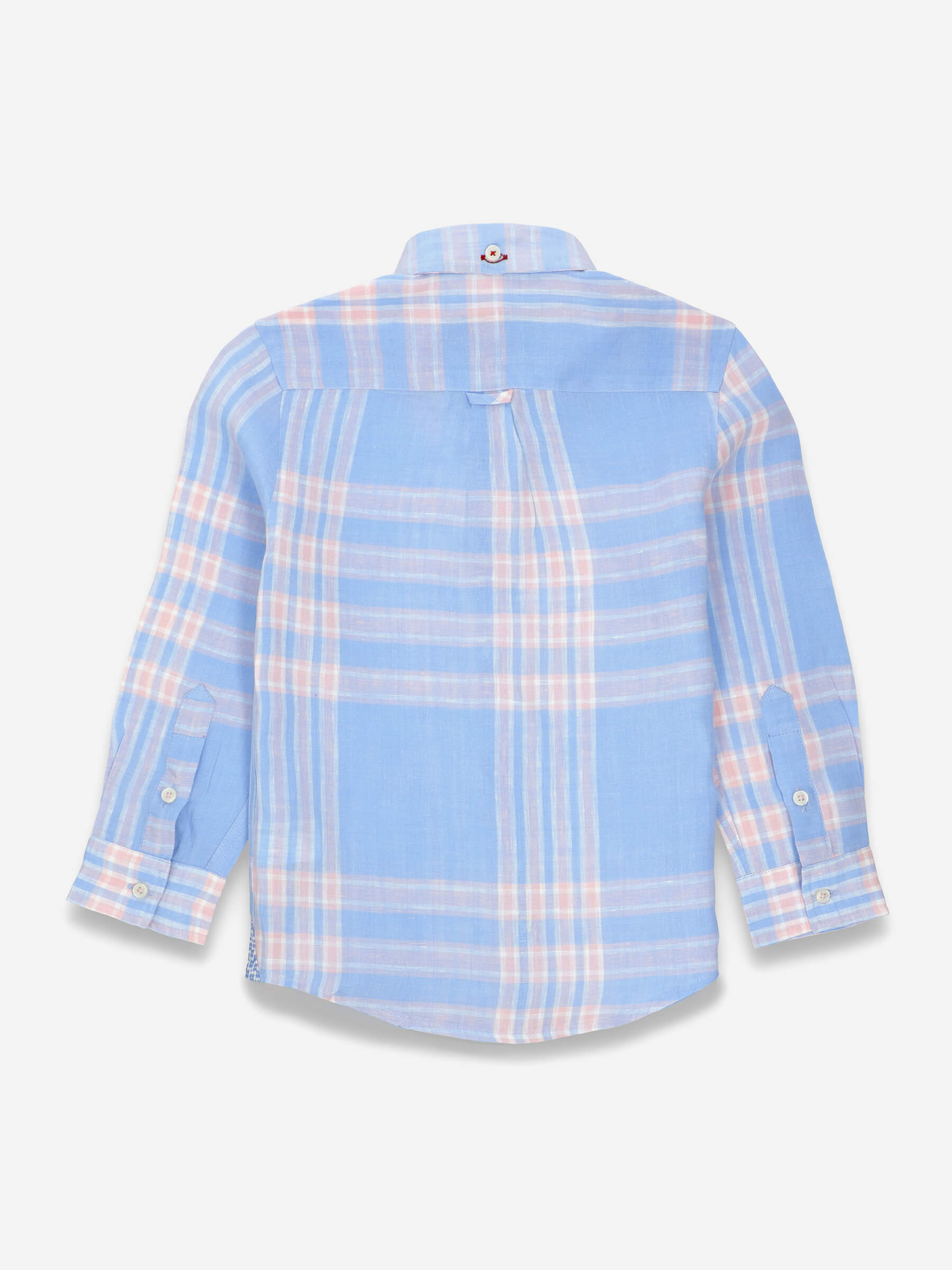Sky Blue Linen Checkered Casual Shirt