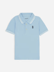Sky Blue Pique Casual Tipped polo