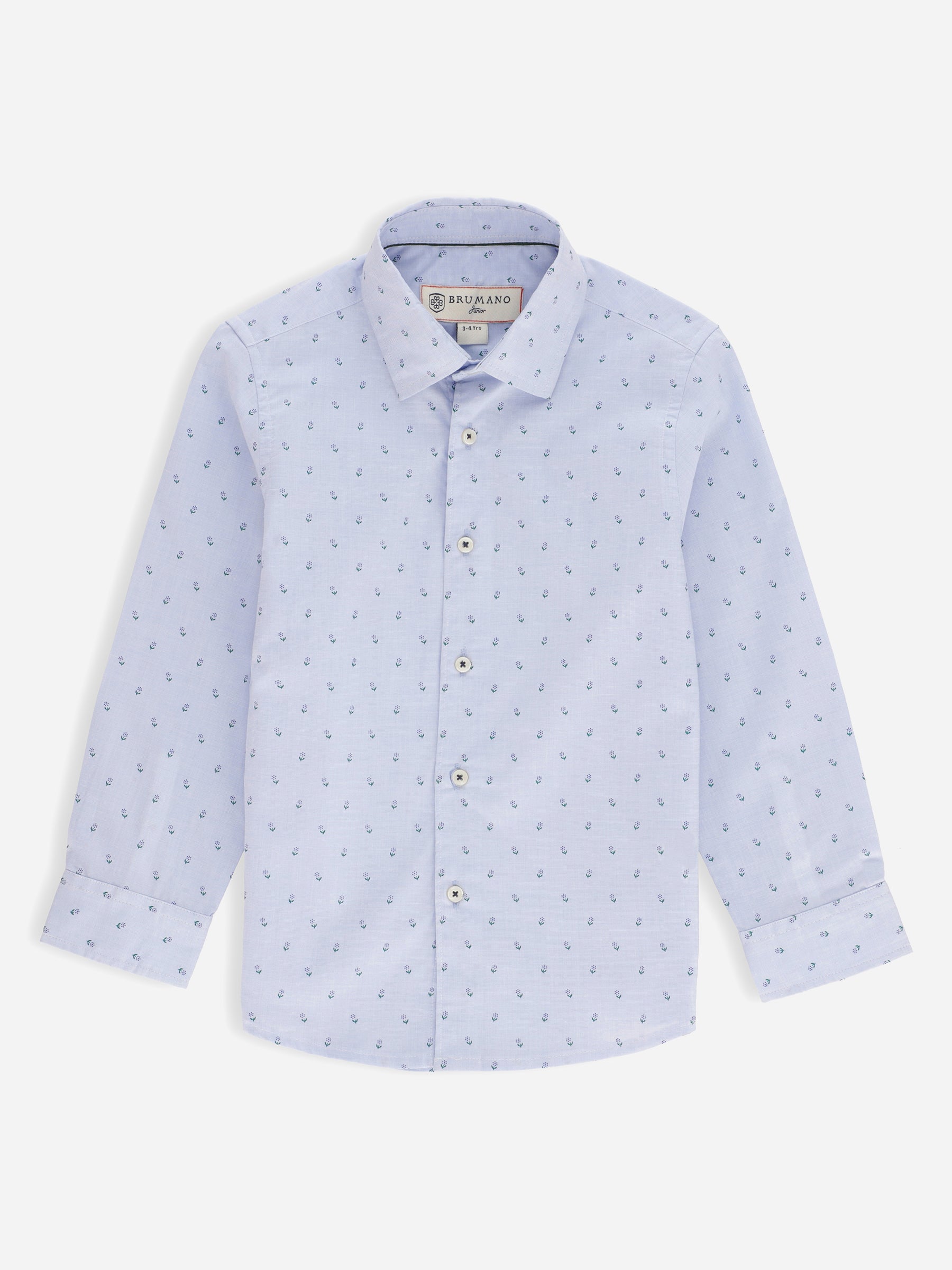 Sky Blue Printed Long Sleeve Casual Shirt