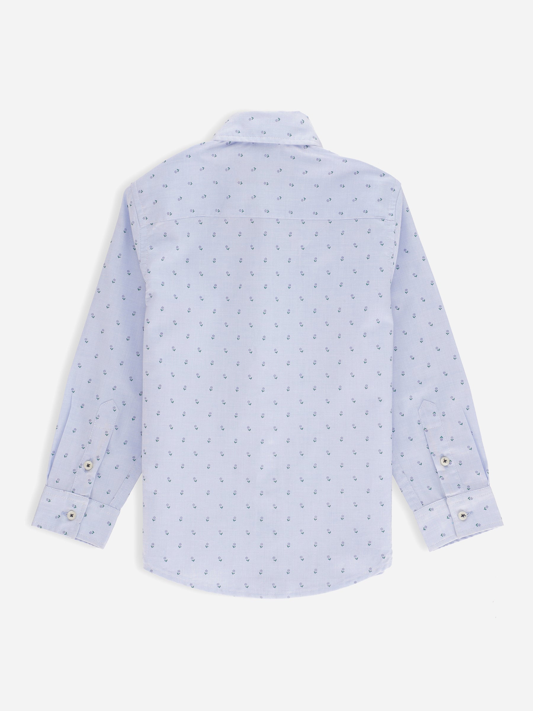 Sky Blue Printed Long Sleeve Casual Shirt