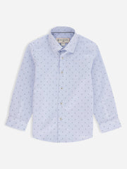 Sky Blue Printed Long Sleeve Casual Shirt