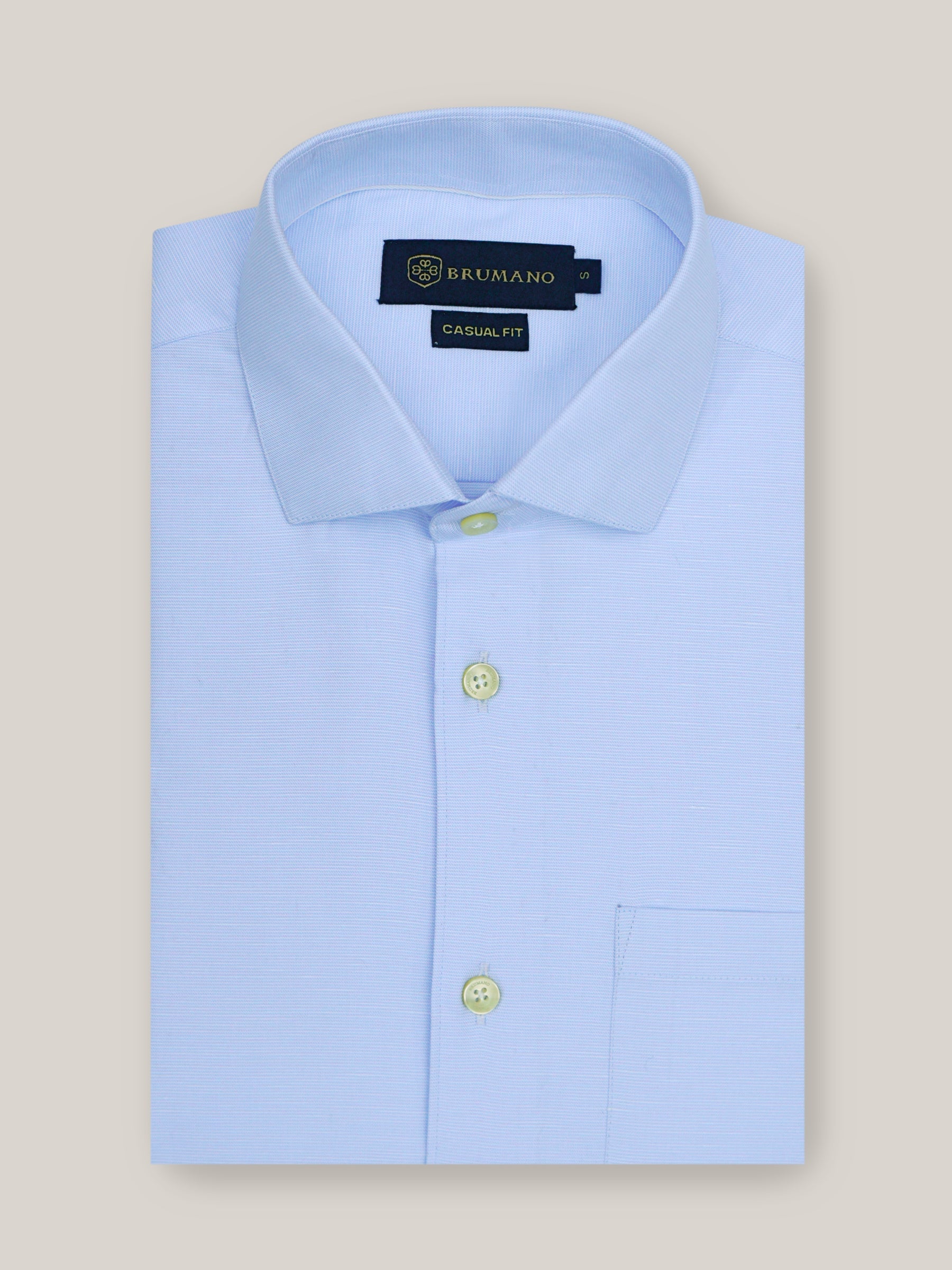 Sky Blue Slub Structured Formal Shirt